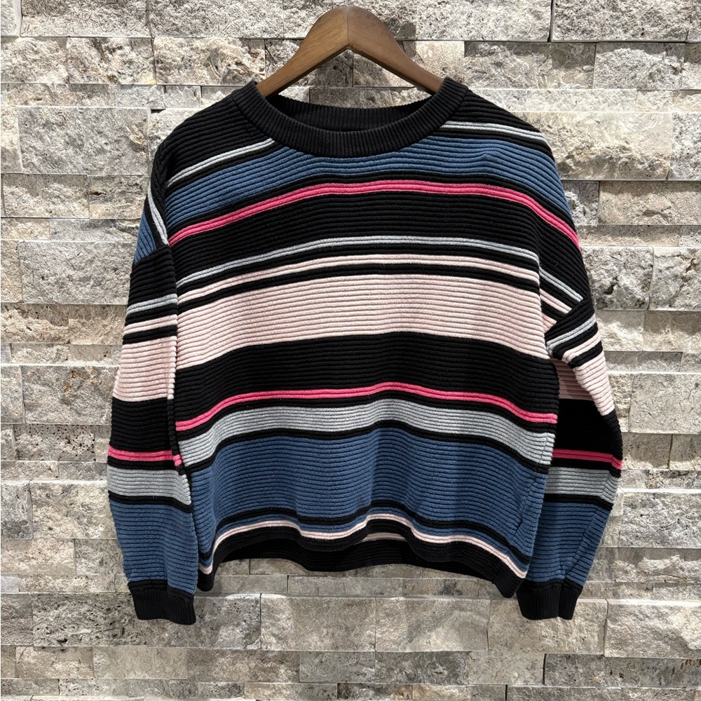 H&M Striped Sweater in Black,‎ Blue, and Pink size S 97% cotton